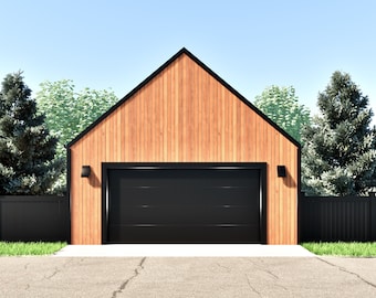 24&#39;x24&#39; Garage Plan – Modern Scandinavian Design with Spacious Storage and Workshop Potential