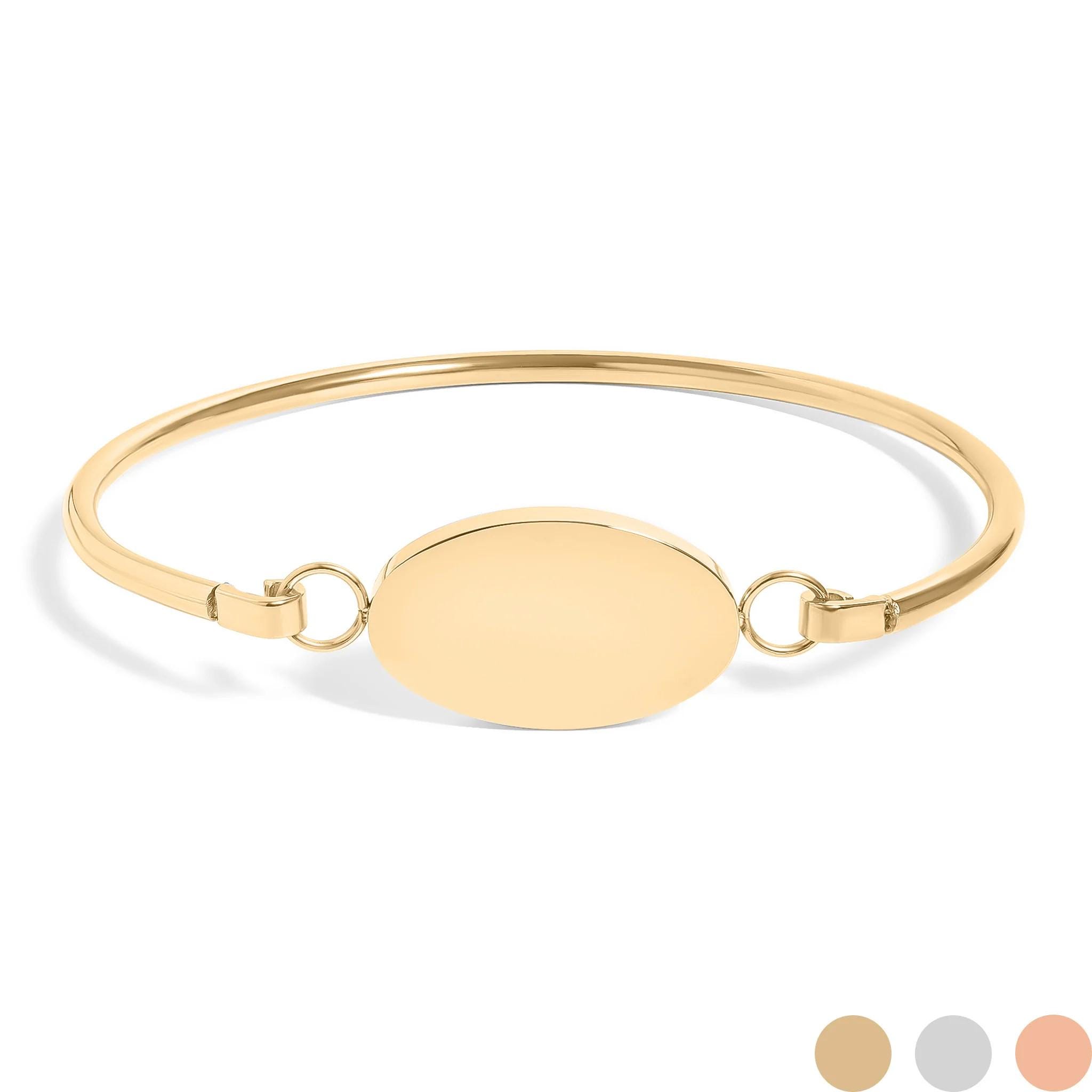 Personalized 18K Gold PVD Stainless Steel Oval Engravable