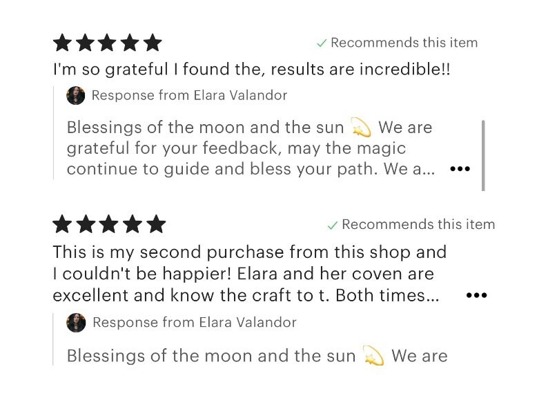 K&ouml;nnte beinhalten: Bild von Kundenbewertungen mit F&uuml;nf-Sterne-Bewertungen. Die Bewertungen loben den Shop und erw&auml;hnen unglaubliche Ergebnisse und exzellenten Service. Der Text enth&auml;lt S&auml;tze wie "dankbar" und "segne deinen Weg."