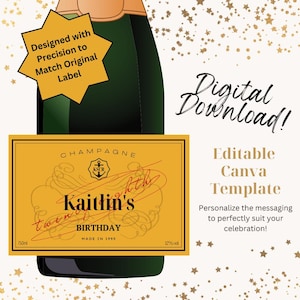 Custom Veuve Clicquot Champagne Label - Editable Canva Template - Personalized Unique Gift for Birthday, Anniversary, Special Celebration