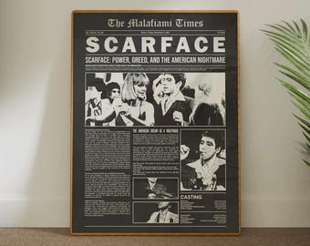 Scarface Film Poster: Newspaper Vintage Wall Art (Digital Download)