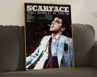 Scarface Movie Poster : Black&White Minimalist Vintage Wall Art (Digital Download)