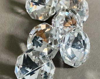 Set/ 6 Swarovski Crystal 5/8” Metal Shank Costume Clothing Embellish Sewing Supply  BUTTONS