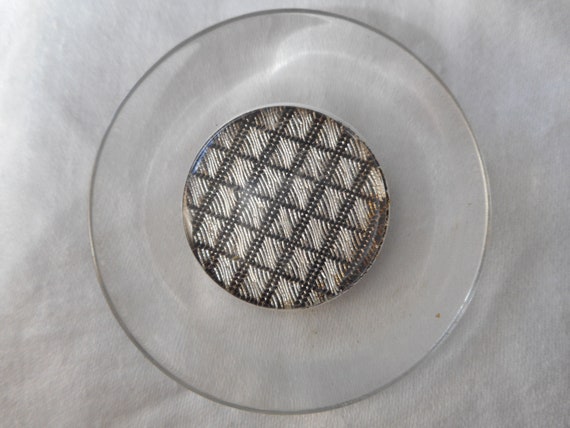 Lot De 10 Boutons Anciens En Lucite - Motif Vichy Noir - Occasion Pour Couture Ou Création