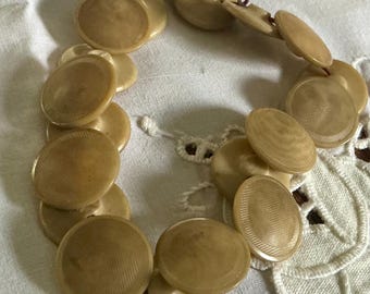 Set/ 19 VINTAGE 5/8” Beige Tan Vegetable Ivory Tagua Nut Costume Clothing Adorn Embellish Sewing Supply BUTTONS