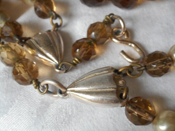 VINTAGE Faceted Graduated Size Smokey Brown Glass… - image 7