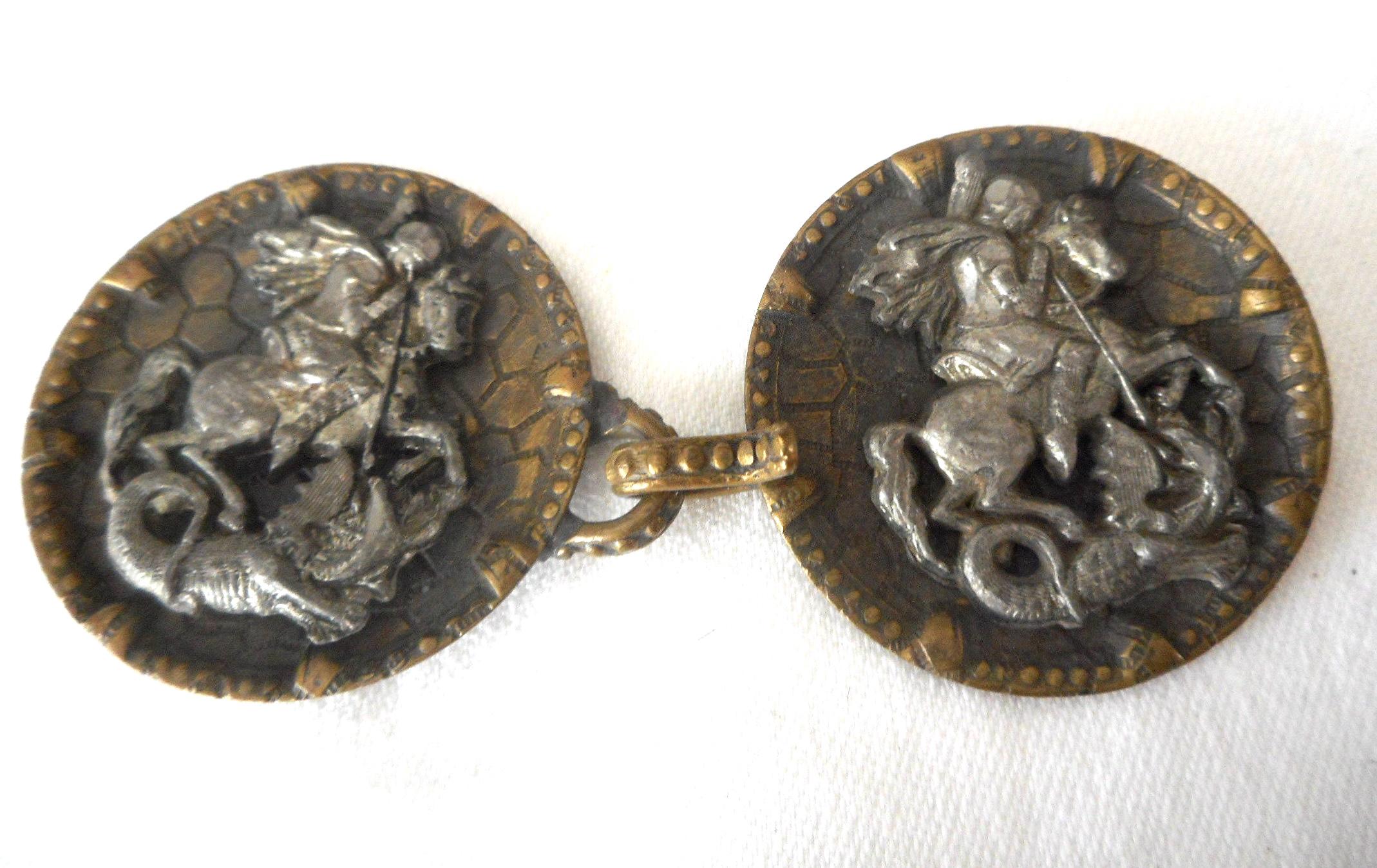 VINTAGE 3” St George Slaying Dragon Pictorial Metal Costume