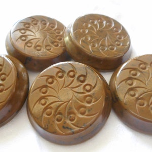 Matched Set/ 5 VINTAGE 1  3/4" Marble Brown Bakelite Clothing Adorn Embellish Coat Sewing Supply Craft Finding Closure Fastener BUTTONS