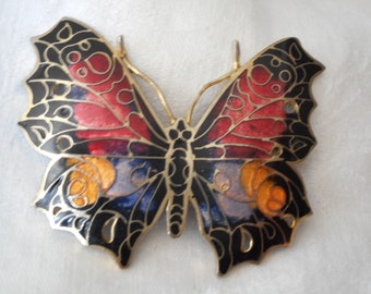 Vintage Realistic Butterfly Pierced Enamel Costume Clothing Adorn Embellish Accessory Jewelry Brooch