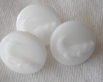 Set/ 3 VINTAGE 1/2" Alligator / Crocodile White Glass Costume Clothing Sewing BUTTONS