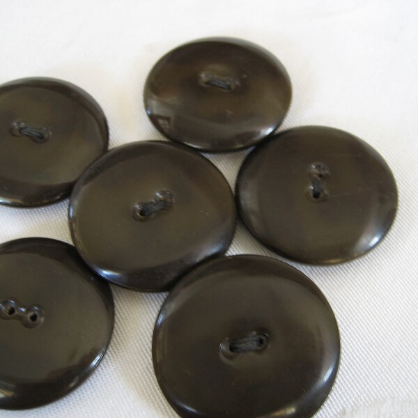 Set of 6 VINTAGE large Brown Tight Top Celluloid Coat BUTTONS