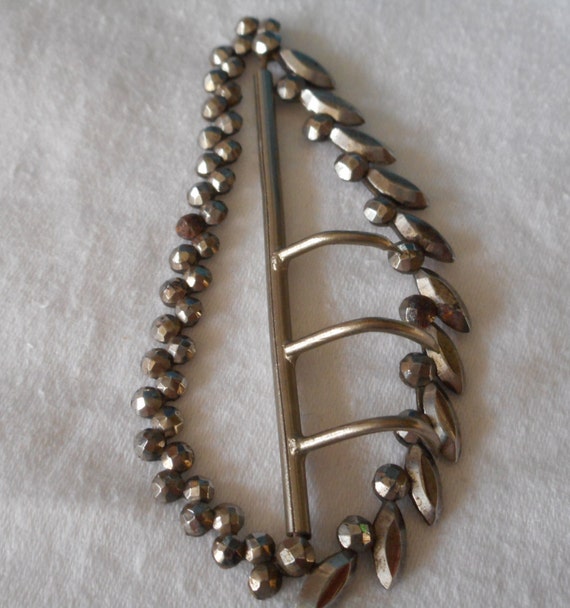 ANTIQUE Victorian Leaf Shape Riveted Cut Steel Clothing  display picture 1