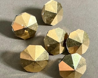 Set/ 6 Gold Luster Swarovski Crystal 7/16” Metal Shank Costume Clothing Embellish Sewing Supply BUTTONS