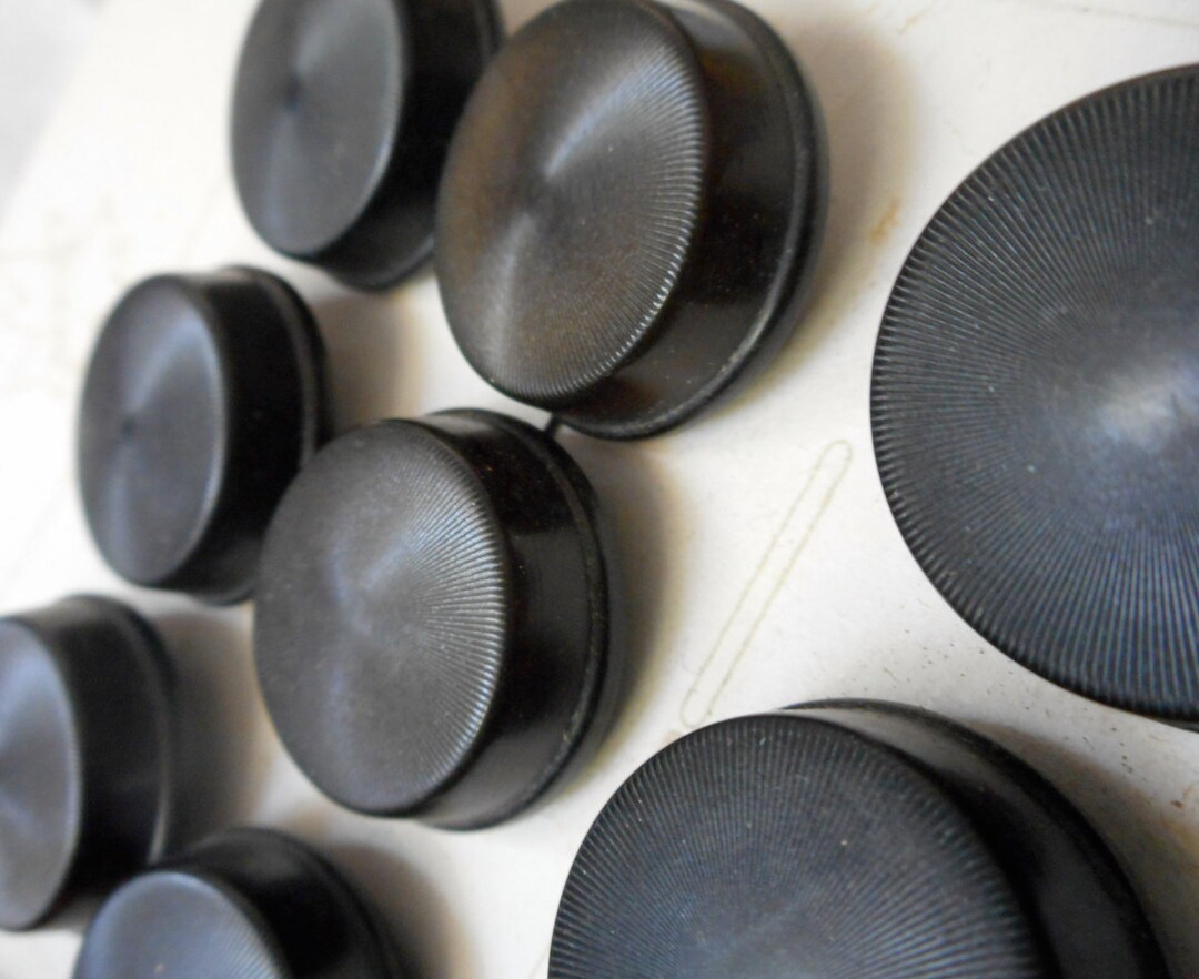 Vintage 15/16” Black Composition Buttons: Chunky Costume Adornments ...