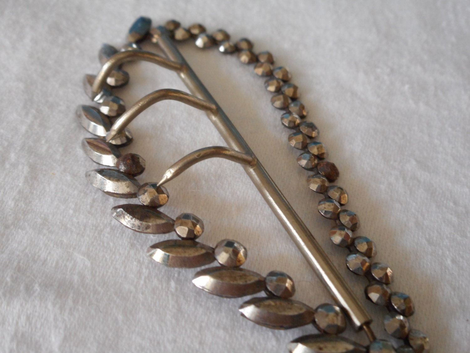 ANTIQUE Victorian Leaf Shape Riveted Cut Steel Clothing  display picture 1