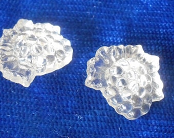 Set/2 VINTAGE 9/16" Small chunky Clear Glass Berry Cluster Costume Clothing Sewing BUTTONS