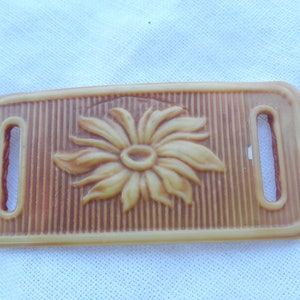 Small VINTAGE Rectangle Pressed Flower Celluloid Costume Clothing Adornment Accessory Embellishment Finding Closure Fastener Belt Buckle