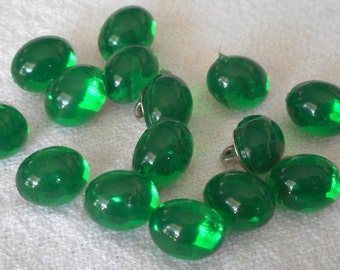 Set/ 12 VINTAGE 3/8” Green Oval Acrylic Rounded Adorn Sewing Supply Craft BUTTONS