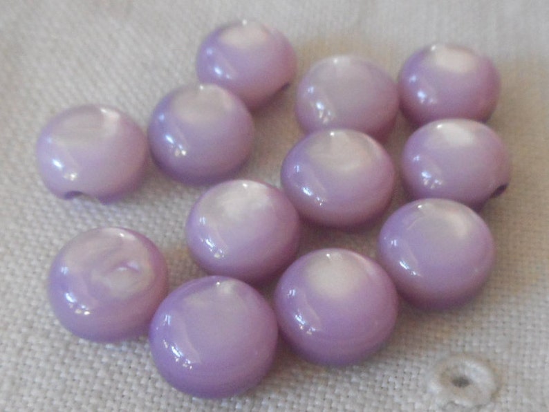 Set of 12 Rounded Tiny Diminutive 38 Purple Iridescent Mother of Pearl Shell Baby Doll Size Trim Sewing Supply Craft Finding BUTTONS