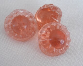 Set/ 3 VINTAGE 1/2” Rounded Top Pink Glass Baby Doll Costume Clothing Sewing Supply Adorn Embellish Craft Closure Fastener BUTTONS