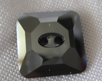 Set/ 2 Square 5/8” Hematite Gray Swarovski Crystal Sew Thru Clothing Adorn Embellish Sewing Supply Craft Finding Closure Fastener  BUTTON