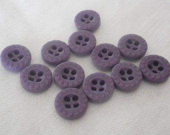 Set/ 12 VINTAGE Tiny 3/8" Hobnail Rim Purple Glass Sew Thru Clothing Adorn Embellish Sewing Supply Craft Finding Closure Fastener BUTTONS