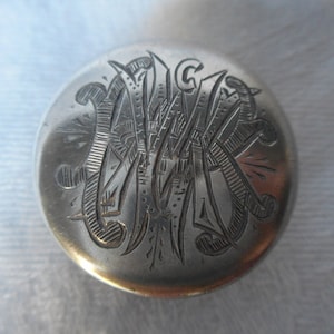 ANTIQUE VINTAGE Marked Monogram Initial Silver Adornment Accessory Embellishment Collectible Costume Clothing Jewelry Shirt Stud