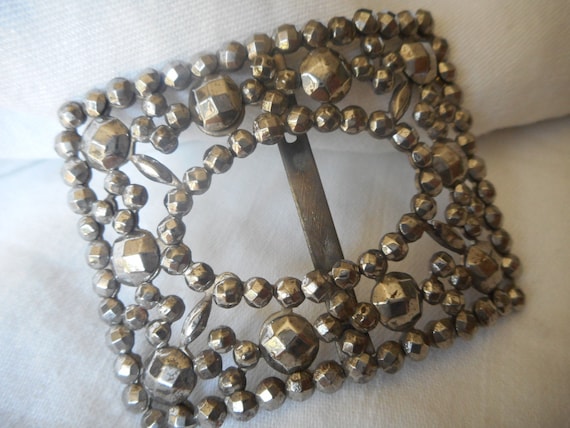 Antique Cut Steel Riveted Belt Buckle Antique Vintage 2 3/8 main image 3