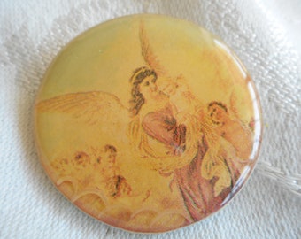 1 1/2” VINTAGE Heavenly Guardian Angel Signed Studio Ceramic Adorn Accessory Clothing Sewing Supply Craft Finding Closure Fastener BUTTON