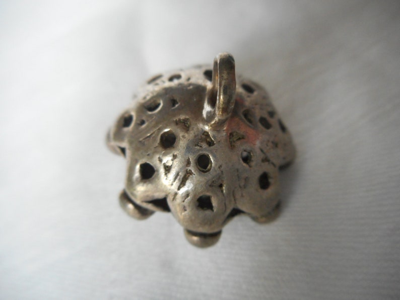 1\u201d VINTAGE ANTIQUE Knob Dot Chunky Pierced Silver Metal Ball Peasant Metal Costume Clothing Collectible Sewing Supply Finding Closure BUTTON