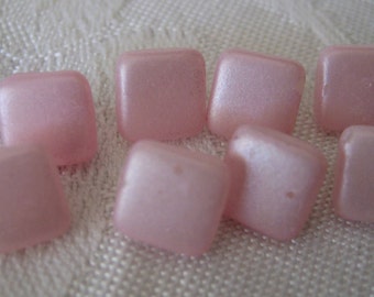 Set/ 8 VINTAGE 5/16” Frosted Pastel Pink Square Baby Doll Small Glass Costume Clothing Sewing Supply Craft Finding Closure Fastener BUTTONS