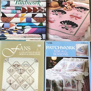Lot/ 4 Patchwork Fan Quilting Pattern Craft Sewing Making Soft & Hard Cover How To Instruction Books