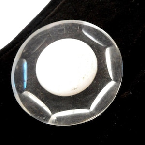 Vintage Lucite Button: White Frost Flower, 2 1/8"