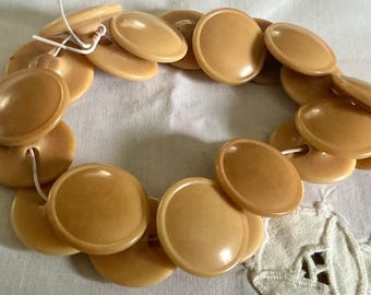 Set/ 22 VINTAGE 7/8” Beige Tan Vegetable Ivory Tagua Nut Costume Clothing Adorn Embellish Sewing Supply BUTTONS