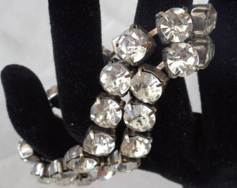 Vintage Rhinestone Bracelet, Double Strand Costume Jewelry