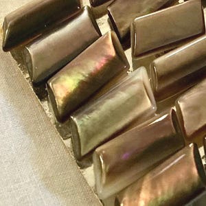 Set/ 6 Vintage 3/4” Toggle Bar Smokey Mother of Pearl Iridescent Shell Costume Clothing Sewing Buttons