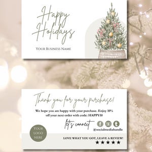 Modelo de cartão de agradecimento empresarial de boas festas | Modelo para impressão Canva | Modelo de agradecimento de Natal pelo seu negócio