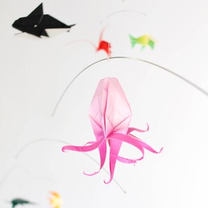 Nautical Under Sea Custom Origami Paper Mobile Ocean Whale Theme Mobile Modern Nursery Decor Baby Room Fish Mobile Sea Creature Kinetic Art