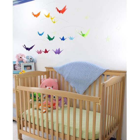 Origami Ceiling Art Extra Large Paper Crane Rainbow Mobile Origami Ceiling Art Extra Large Paper, Ceiling Hanging Decorations For Baby Room
