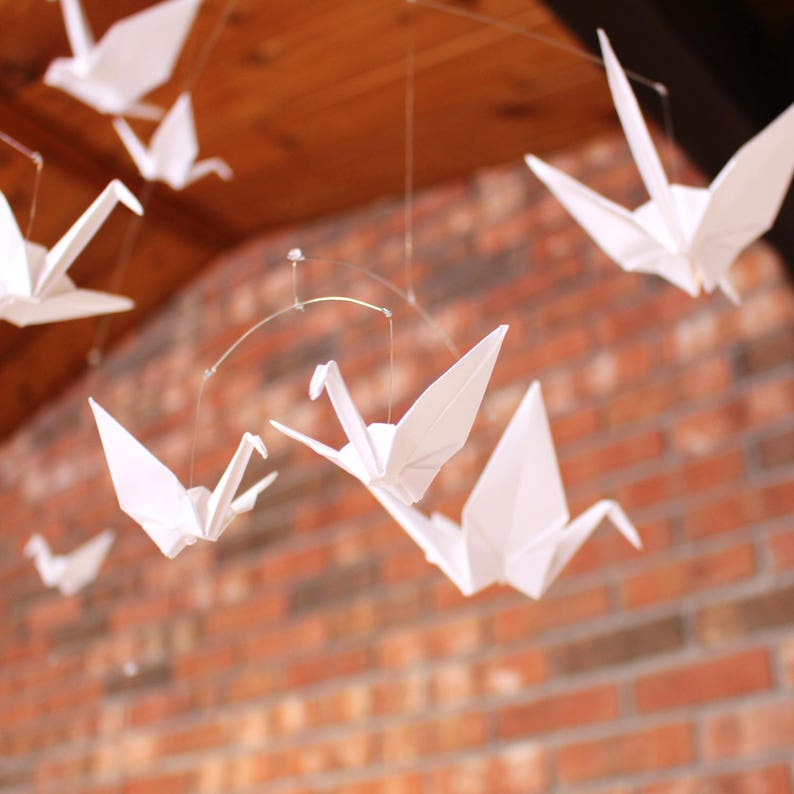 White Crib Mobile. Modern Baby Decor. Gender Neutral Nursery Etsy