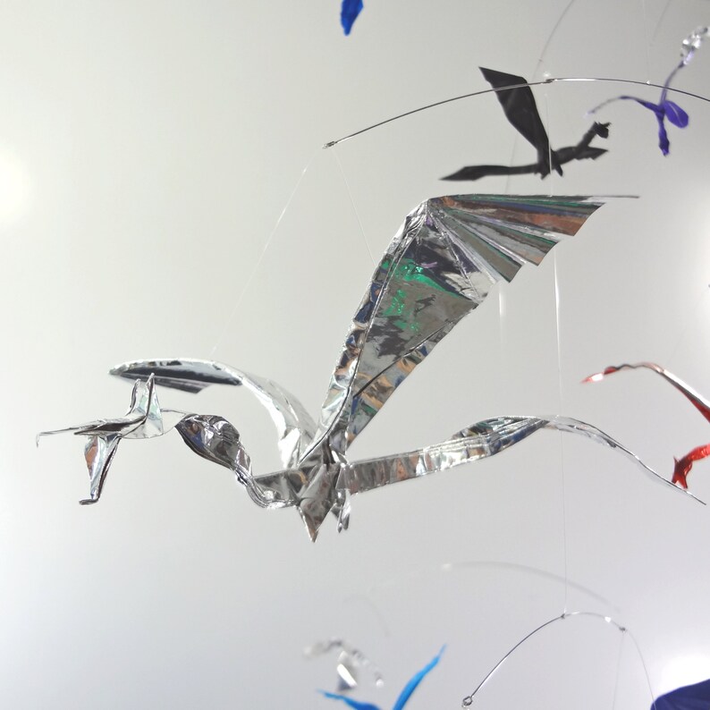 Origami Paper Dragon Hanging Mobile in Foil Paper image 7