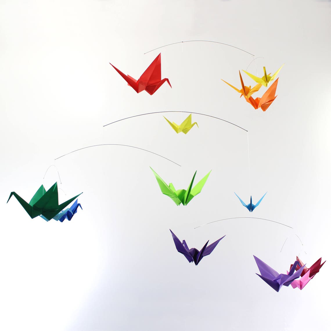 Origami Ceiling Art Extra Large Paper Crane Rainbow Mobile Etsy