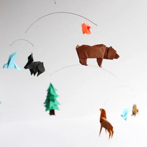 Woodland Baby Mobile. Woodland Nursery Decor. Custom Paper Mobile. Modern Nursery Crib Mobile. Forest Animal Mobile w/ Bear Deer Fox Bird. image 6