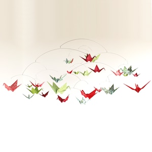 Hanging Origami Paper Crane Mobile Custom Colors Calder Mobile Nursery Decor Kinetic Art Colorful Bird Mobile Girl Boy Baby Shower Gift