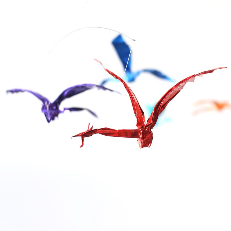 Origami Paper Dragon Hanging Mobile in Foil Paper image 5