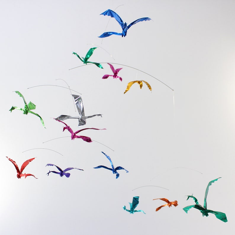 Origami Paper Dragon Hanging Mobile in Foil Paper image 4
