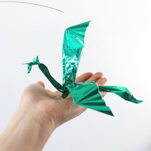 Origami Paper Dragon Hanging Mobile in Foil Paper image 6