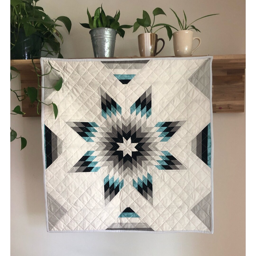 Quilt Modern Mini Quilt Lone Star Quilt Wall Hanging Etsy