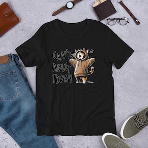Lazy Cat Shirt – Sarcastic Sassy Cat T-Shirt for Adults, Funny Grumpy Cat Tee, Oversized Humor Shirt, Cat Mom Gift, Relatable Pet Tee