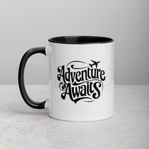 Adventure Awaits Coffee Mug: Travel Quote Gift, 11oz Ceramic